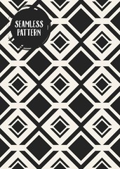 Abstract concept vector monochrome geometric pattern. Black and white minimal background. Creative illustration template. Seamless stylish texture. For wallpaper, surface, web design, textile, decor.