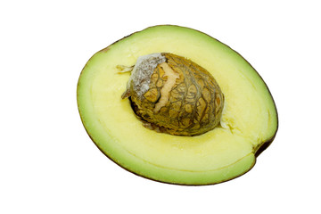 A Half of an Avocado on isolated white background