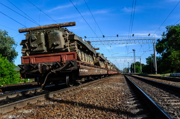 Tanks on a freight platform