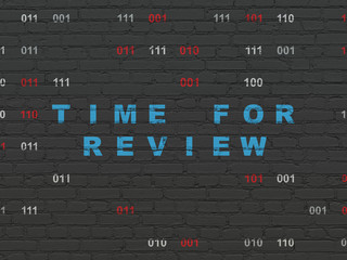 Timeline concept: Time for Review on wall background