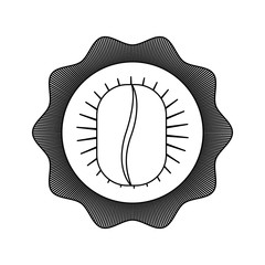 star logo shield decorative of bean coffee striped silhouette on white background vector illustration