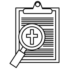 medical order with magnifying glass