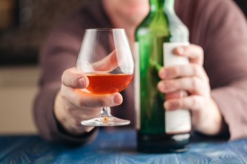 Man drinking malt whisky in relax time