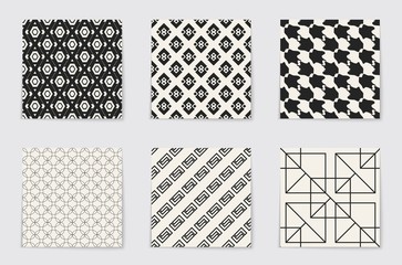 Fototapeta premium Abstract concept vector monochrome geometric pattern. Black and white minimal background. Creative illustration template. Seamless stylish texture. For wallpaper, surface, web design, textile, decor.