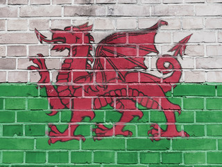 Wales Politics Concept: Welsh Flag Wall Background Texture
