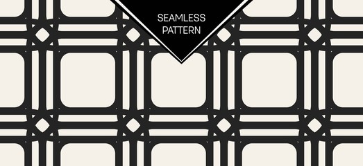 Fototapeta premium Abstract concept vector monochrome geometric pattern. Black and white minimal background. Creative illustration template. Seamless stylish texture. For wallpaper, surface, web design, textile, decor.