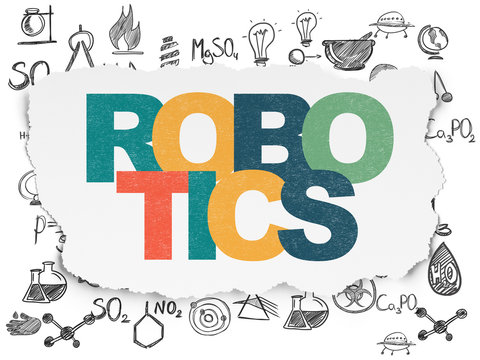 Science concept: Robotics on Torn Paper background