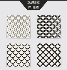 Abstract concept vector monochrome geometric pattern. Black and white minimal background. Creative illustration template. Seamless stylish texture. For wallpaper, surface, web design, textile, decor.