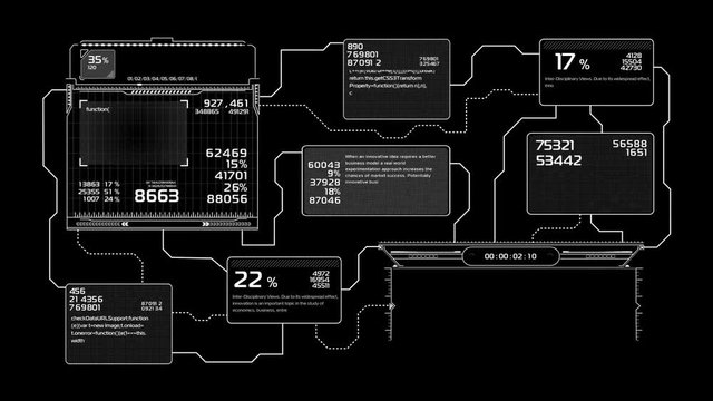 Beautiful Flowcharts Drawing Animation. Futuristic HUD with Numbers and Code Running. Head-up Display Computer Data. High Tech Concept Element. Full HD 1920x1080.