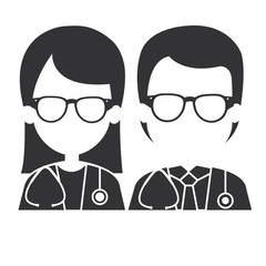 doctors couple with stethoscope avatars characters