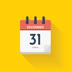 Day calendar with date December 31, 2017. Vector illustration - obrazy, fototapety, plakaty