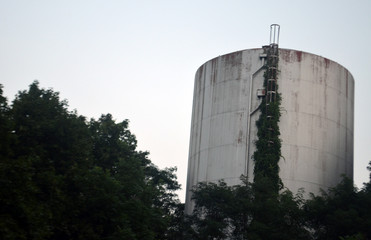 Exterior of old abandoned brick building