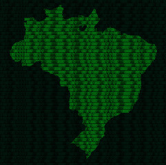 Silhouette of Brazil from binary digits