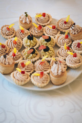 Savory appetizers on white plate