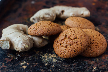 Ginger snaps on black