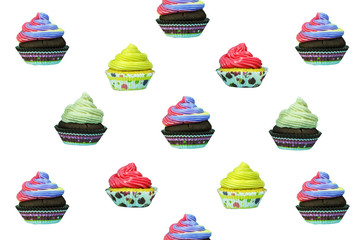 Multicolored, tasty muffins.