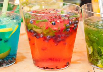 Refreshing blackberry punch close-up