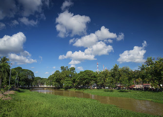 river in central siem reap old town area in cambodia