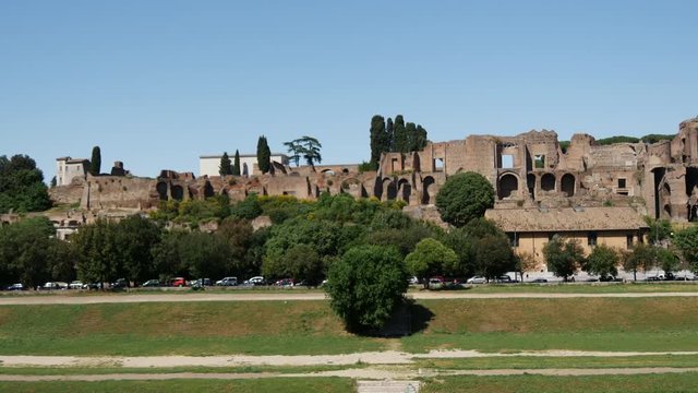 Pan from the Circo Massimo in Rome Italy