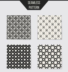 Abstract concept vector monochrome geometric pattern. Black and white minimal background. Creative illustration template. Seamless stylish texture. For wallpaper, surface, web design, textile, decor.