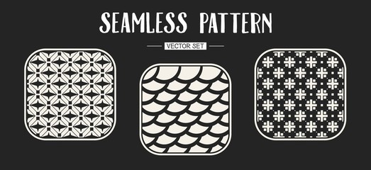 Abstract concept vector monochrome geometric pattern. Black and white minimal background. Creative illustration template. Seamless stylish texture. For wallpaper, surface, web design, textile, decor.