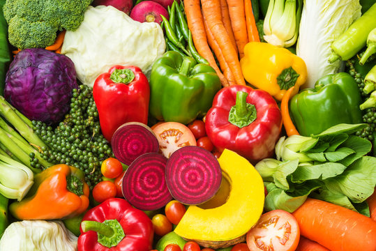 Fototapeta Different fresh vegetables for eating healthy