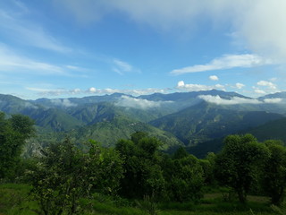 A view of mountains and sky in outskirts of Himalayas.