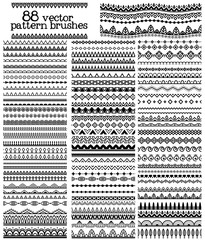 Collection of vector ornamental pattern brushes.
