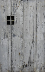 old wood door painted white