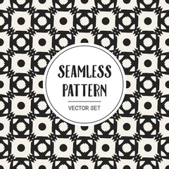Abstract concept vector monochrome geometric pattern. Black and white minimal background. Creative illustration template. Seamless stylish texture. For wallpaper, surface, web design, textile, decor.