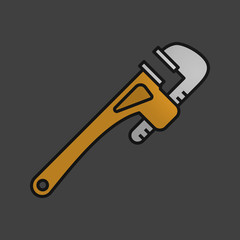 Monkey wrench color icon