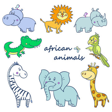african wild animals set