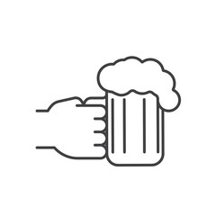 Hand holding beer glass linear icon