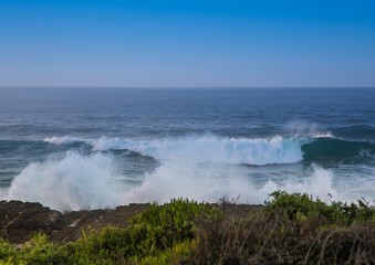 Breaking waves on the coast of the Otter Trail at the Indian Ocean