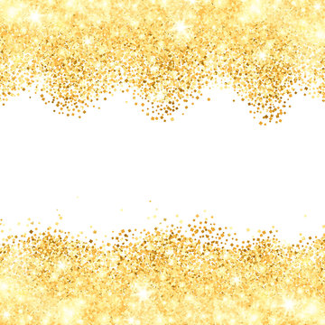 White background with golden dust borders. Vector illustration