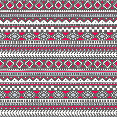Seamless pattern in the bohemian style. Tribal and ethnic motives. Geometrical ornament. Print for your textiles. Gray, white and pink colors.