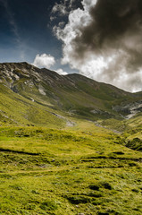 Mountain landscape in pyreeneos with cloudy sky