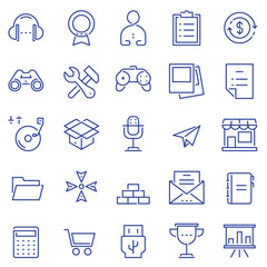 Set of linear outline thin icons of social media and business management, marketing items for design. Mono line pictograms and Infographics design elements - part 2