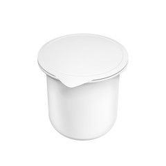 Realistic white mock up blank plastic container for yogurt. Illustration isolated on white background. Graphic concept for your design