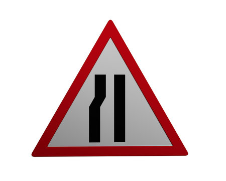 Verkehrszeichen: verengte Fahrbahn, links