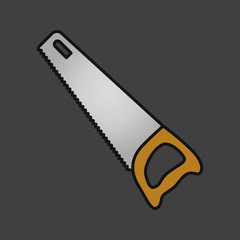 Hand saw color icon