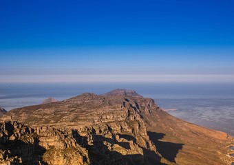 Fototapeta na wymiar Landscape on top of the table mountain nature reserve in Cape Town at South Africa