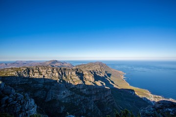 Landscape on top of the table mountain nature reserve in Cape Town at South Africa
