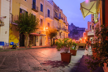 Night or early morning italian street. Ischia, Italy