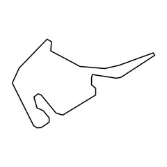 Hockenheimring - Deutschland - Streckenverlauf - Icon, Symbol, Piktogramm, grafisches Element - Fl&auml;che - schwarz - Vektor