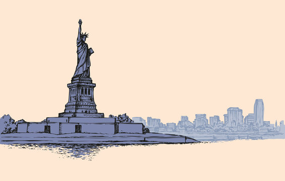 Statue of Liberty. Vector sketch