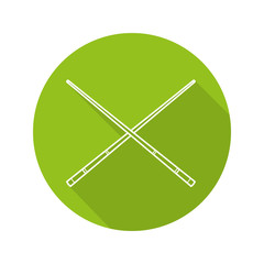 Crossed billiard cues flat linear long shadow icon