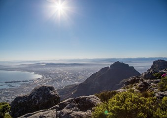 Landscape on top of the table mountain nature reserve in Cape Town at South Africa