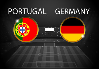 eps 10 vector football game schedule poster template for web, print. World soccer tournament banner. Black and white soccer field, stadium, spotlights background. Russia 2018 sport event announcement