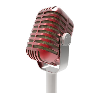 a red microphone on a white background